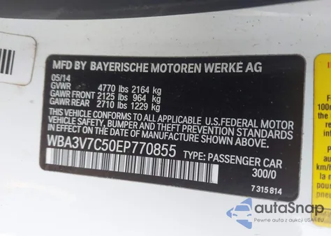 2014 BMW 428I z USA, uszkodzony, nr VIN WBA3V7C50EP770855